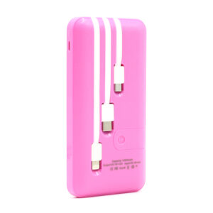 Power bank MS sa 3 kabla (microUSB. Iphone lightning i Type C) 10000 mAh roze