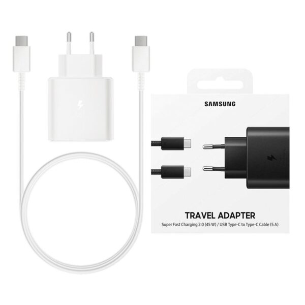 Samsung USB-C Super travel Adapter (45w with 1m Type-C to Type-C 5A cable) white