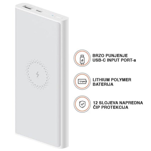 XIAOMI 10000mAh Wireless Power Bank White