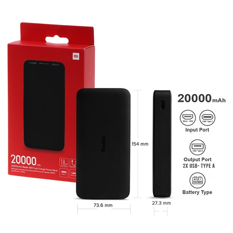 Xiaomi 20000mAh Redmi 18W Fast Charge PB (Black)