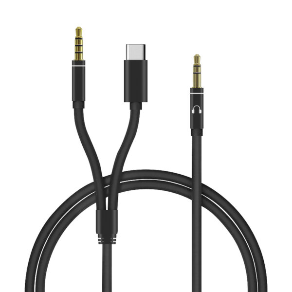 Adapter audio 2-in-1 3.5mm na Type-C + AUX crni