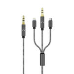 Adapter audio 3-in-1 3.5mm na Type-C + AUX + lightning crni