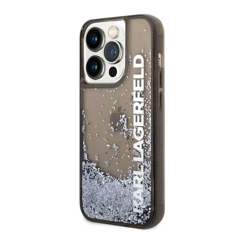 Futrola Karl Lagerfeld Liquid Glitter Elong za Iphone 14 Pro crna Full ORG (KLHCP14LLCKVK)