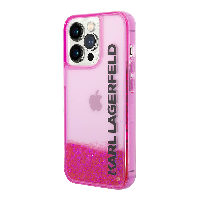 Futrola Karl Lagerfeld Liquid Glitter Elong Hard za Iphone 14 Pro pink Full ORG (KLHCP14LLCKVF)