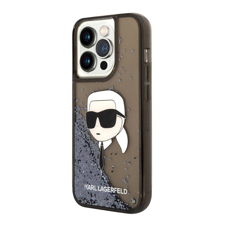 Futrola Karl Lagerfeld Liquid Glitter NFT Karl's Head Hard za Iphone 14 Pro crna Full ORG (KLHCP14LLNKHC)