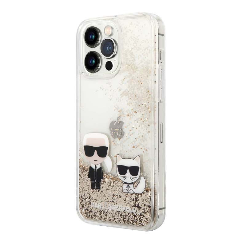 Futrola Karl Lagerfeld Liquid Glitter Case Karl And Choupette za Iphone 14 Pro Max zlatna Full ORG (KLHCP14XGKCD)